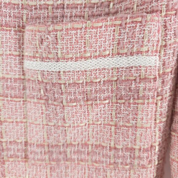 Jaclyn Smith 6 Vintage 90s Twee Quiet Luxury Coquette Tweed Fringe Short Blazer - Picture 7 of 16